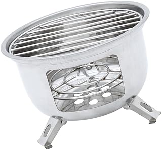 HAKIDZEL 1 conjunto de churrasqueiras para churrasqueira para acampamento a carvão acessórios para mochilão, fogão a gás de butano, queimador de wok de butano, queimador de acampamento pequeno fogão de churrasco redondo fogão portátil