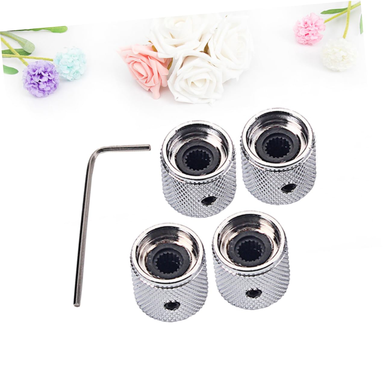 SUPVOX 3pcs Electric Guitar Bass Knobs Metal Tone Tunning Knobs with Hexagon Screws Redwood Material for Replacement