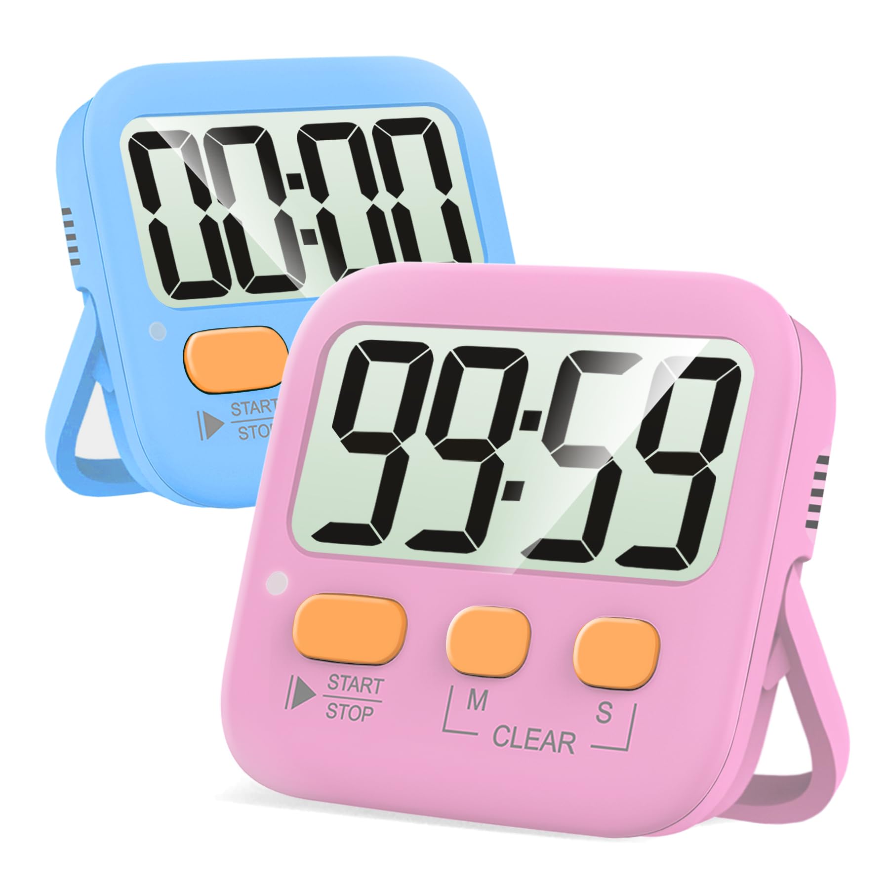 Antonki 2 Pack Digital Timer for Kids, Magnetic Countdown Kitchen Timers for Cooking, Egg, Classroom, Teacher, Exercise, Study, Oven - Battery Included