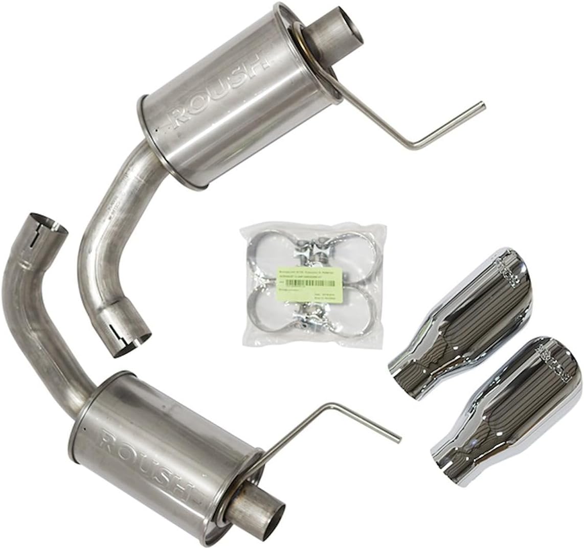 2015-2017 Mustang GT 5.0 Roush Axle Back Exhaust - Mufflers Hangers & 4" Black Tips