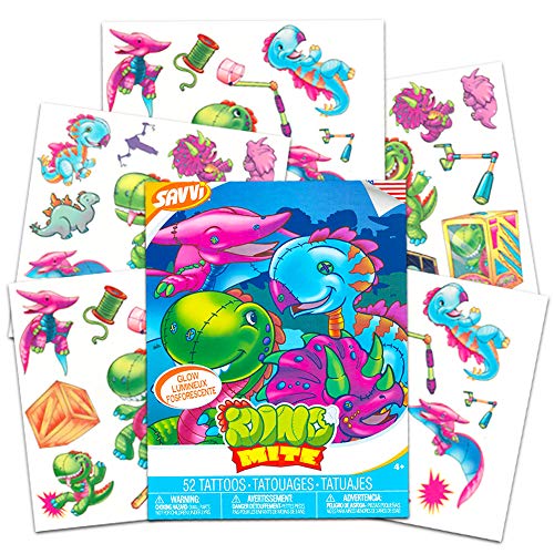 Dinosaur Temporary Tattoos Party Favor Set (Over 50 Glow in The Dark Dinosaur Tattoos)