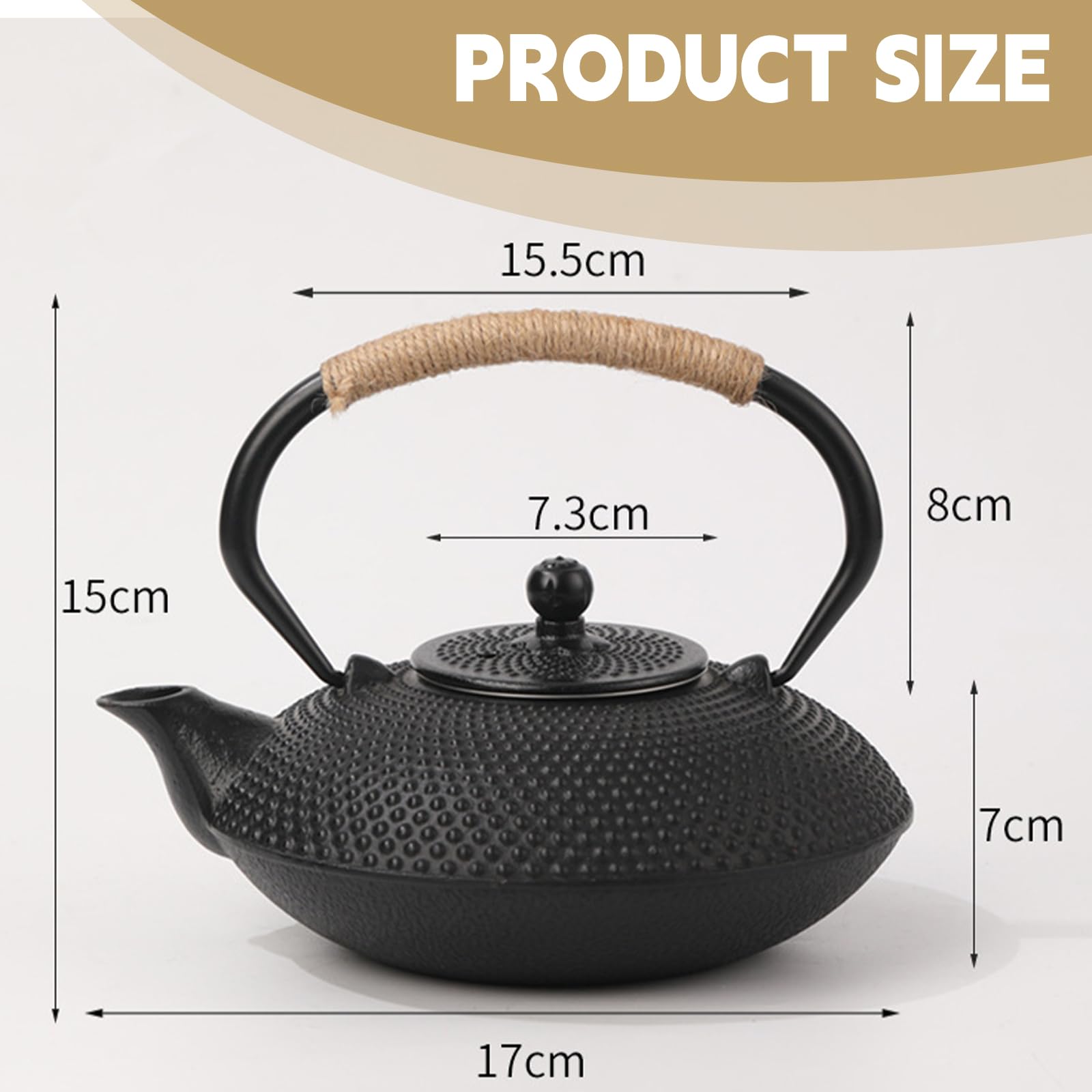 Żeliwny dzbanek do herbaty, 800 ml, retro, japoński dzbanek do herbaty z zaparzaczem do herbaty, tradycyjny japoński żeliwny dzbanek do herbaty z uchwytem, nadaje się do płyt kuchennych, do