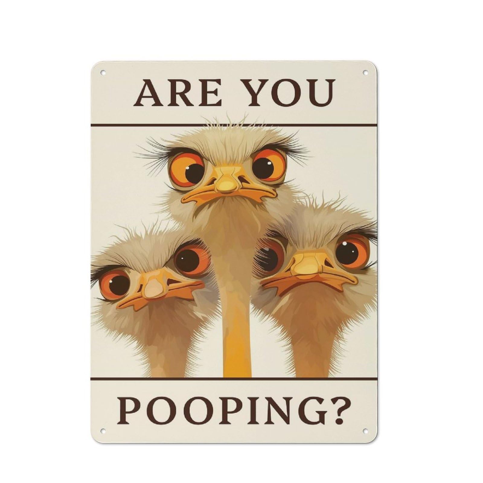 Junmoney Style-10 Workshop Style Are You Pooping - Ostriches, Funny Bathroom Poster Tin Sign 40X30cm, Workshop Wall Decor For Tool Room, Garage, Studio Or Home Bar
