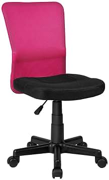 BAKAJI Silla Escritorio Oficina Giratoria Transpirable de Tela Red Altura Ajustable con Ruedas Color Fucsia y Negro