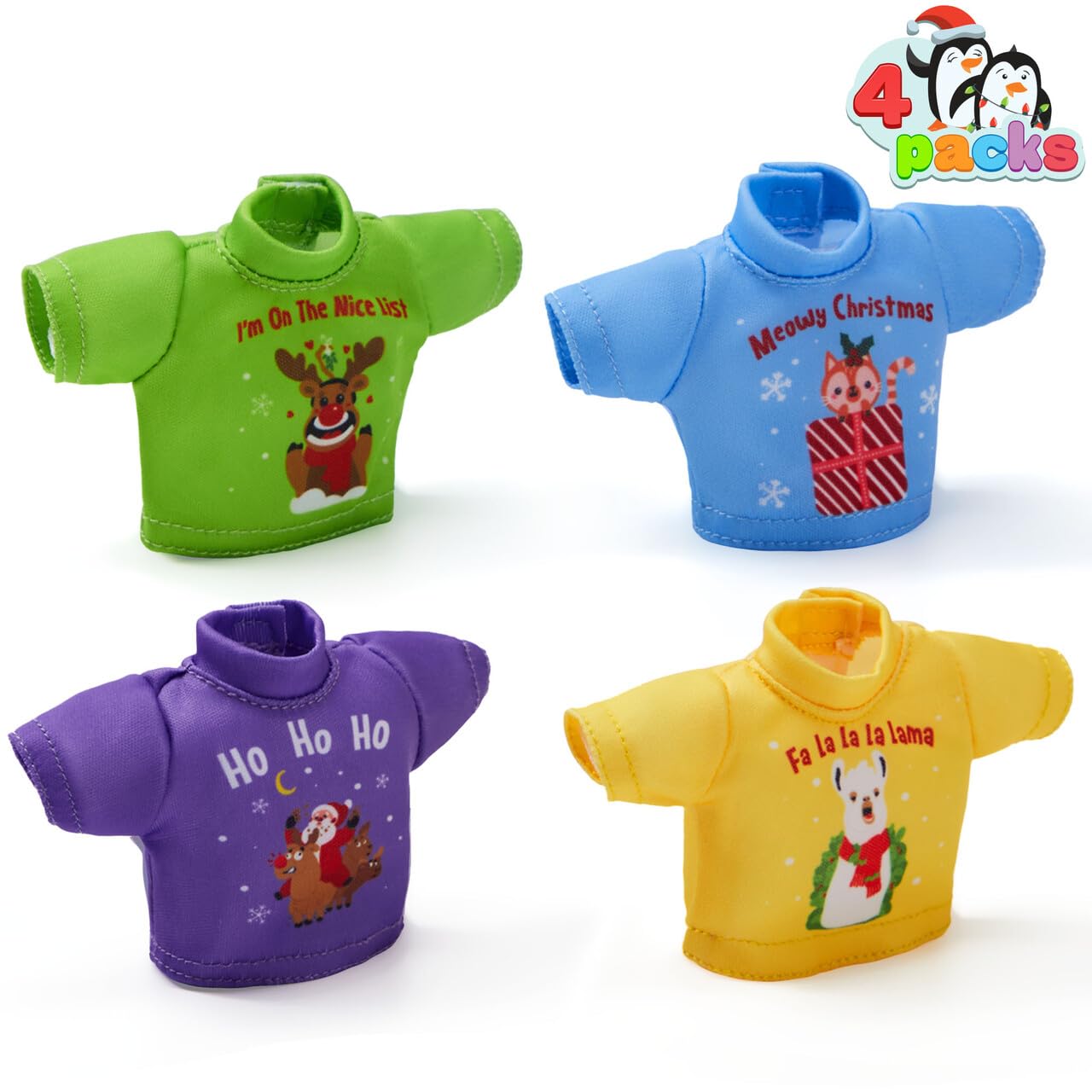 JOYIN 4 paquetes de ropa de Santa Clothes para muñeca elfa, camisetas elegantes, camiseta, conjunto de ropa de muñeca elfa,