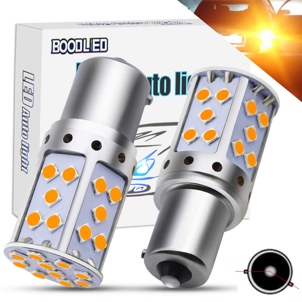 2X1156-35-3030-XJ Boodlied 20Watts 9-30V BAU15S PY21W S25 1156 LED Bulbs Super Bright 3030 35-SMD Chipsets 2000LM LED Bulb For Reversing Reverse Lights, Turn Signal Lights.(Amber/Yellow)2-Pack.