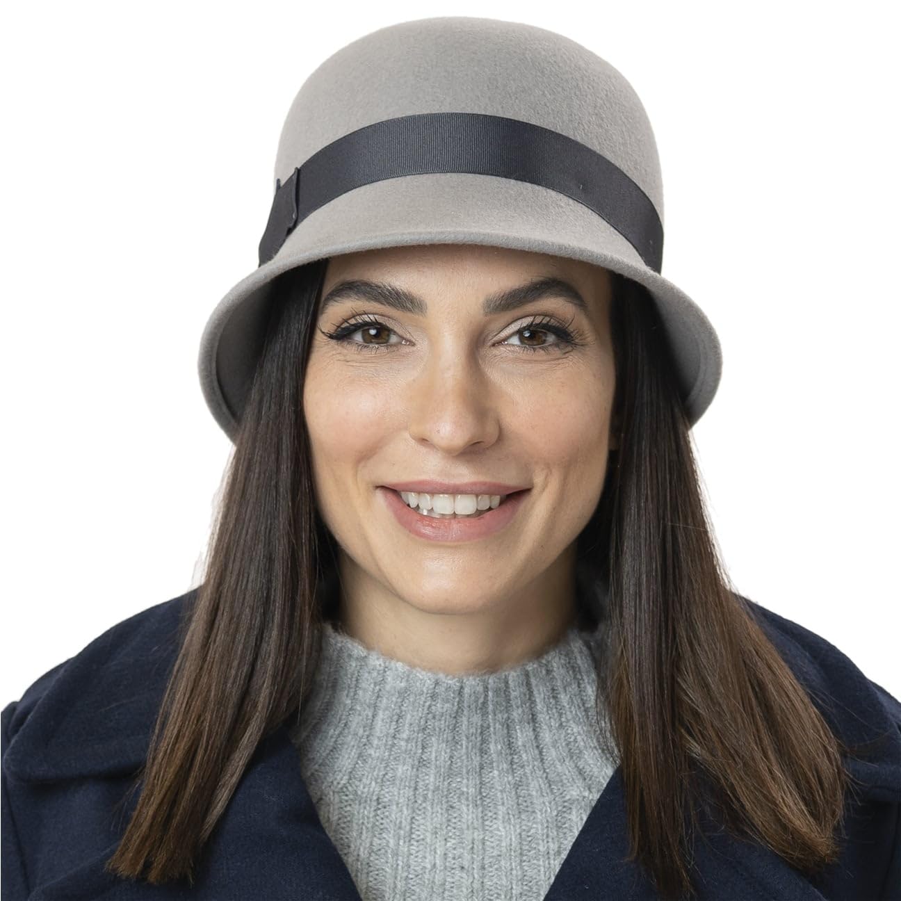 LIERYS Glockenhut Damen Made in Italy Filzhut 100% Wolle Handmade Ripsband Schleife Herbst Winter