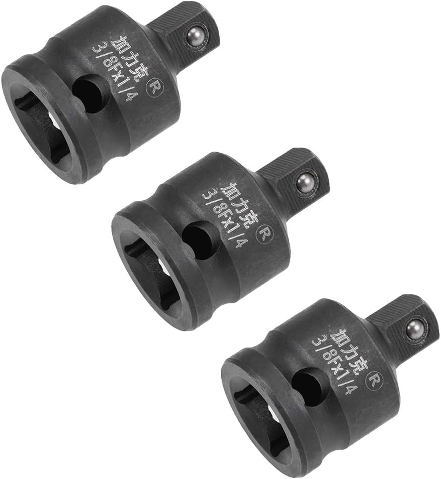 uxcell 3pcs 1/4" Drive (Female) x 3/8" (Male) Impact Socket Adapter for Use with Air Impact Wrenches, Breaker Bars, Ratchets, CR-MO Steel