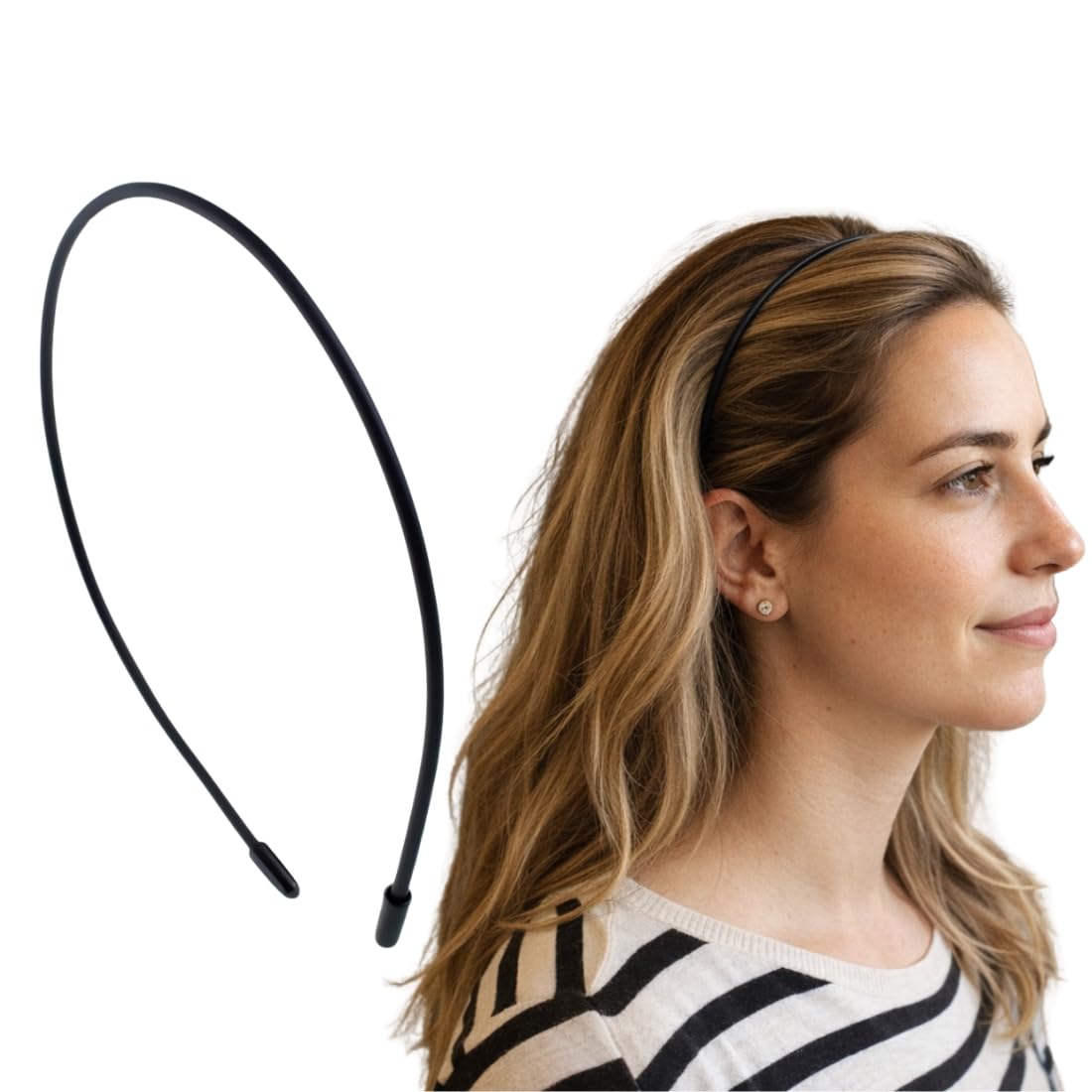 Cerchietto Capelli Nero Donna e Uomo Antiscivolo Sottile In Silicone Confezione da 1 Hairband Leggero Comodo Flessibile