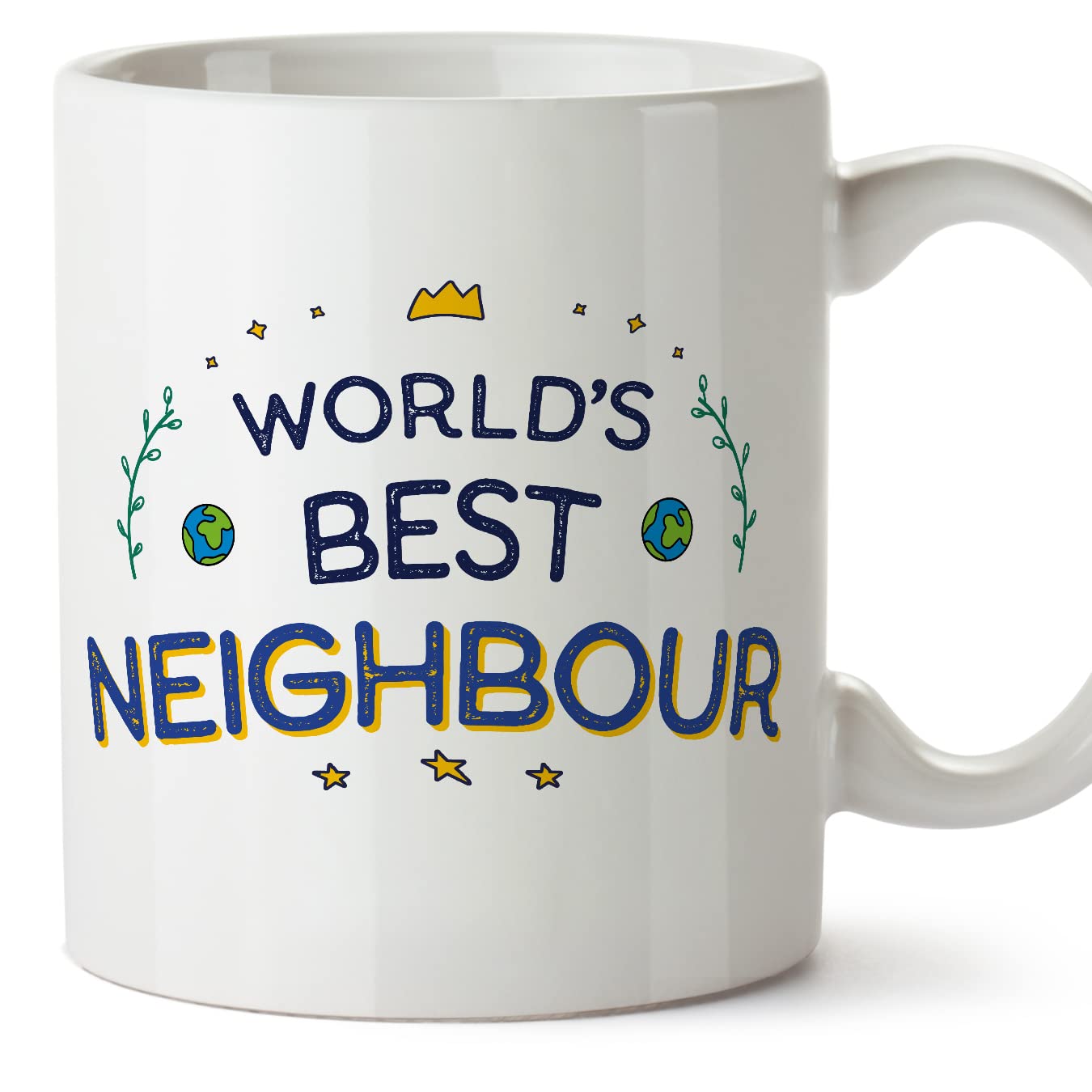 MUGFFINS Neighbour Mug - in English - World's Best - Funny Gift - Ceramic 11oz Mug