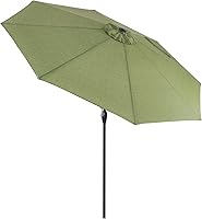 Vista 23 de Tempera Sombrillas de patio a rayas para exteriores, con manivela y botón de inclinación, inclinación automática, 8 varillas de acero, toldo de alta