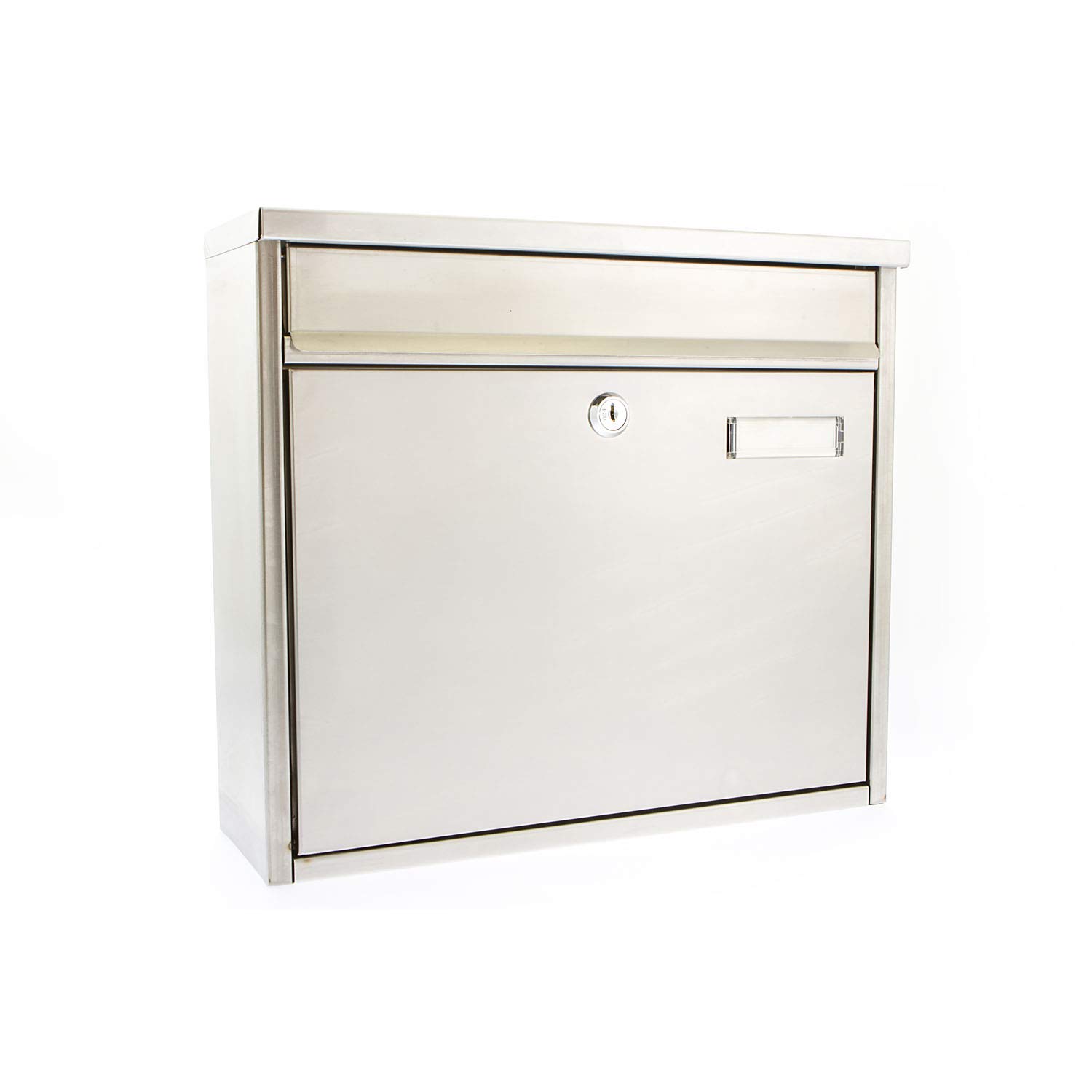 Burg watcher MB16ST Ouse Wall Mounted Galvanised Steel Lockable Weatherproof Post Box, 36x32x12cm, Stainless Steel