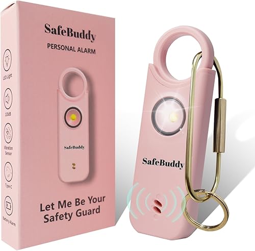Alarma personal para mujeres, hombres, niños, ancianos, autodefensa, diseñada por mujeres, altavoces adicionales de 140 dB con luz estroboscópica,