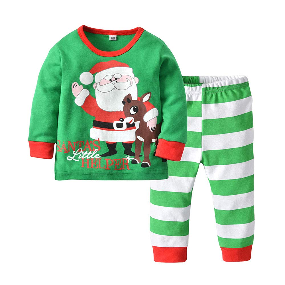 Hopscotch Boys Cotton Polyester Fibre Animal Printed Tshirt and Pyjama Set in Green Color
