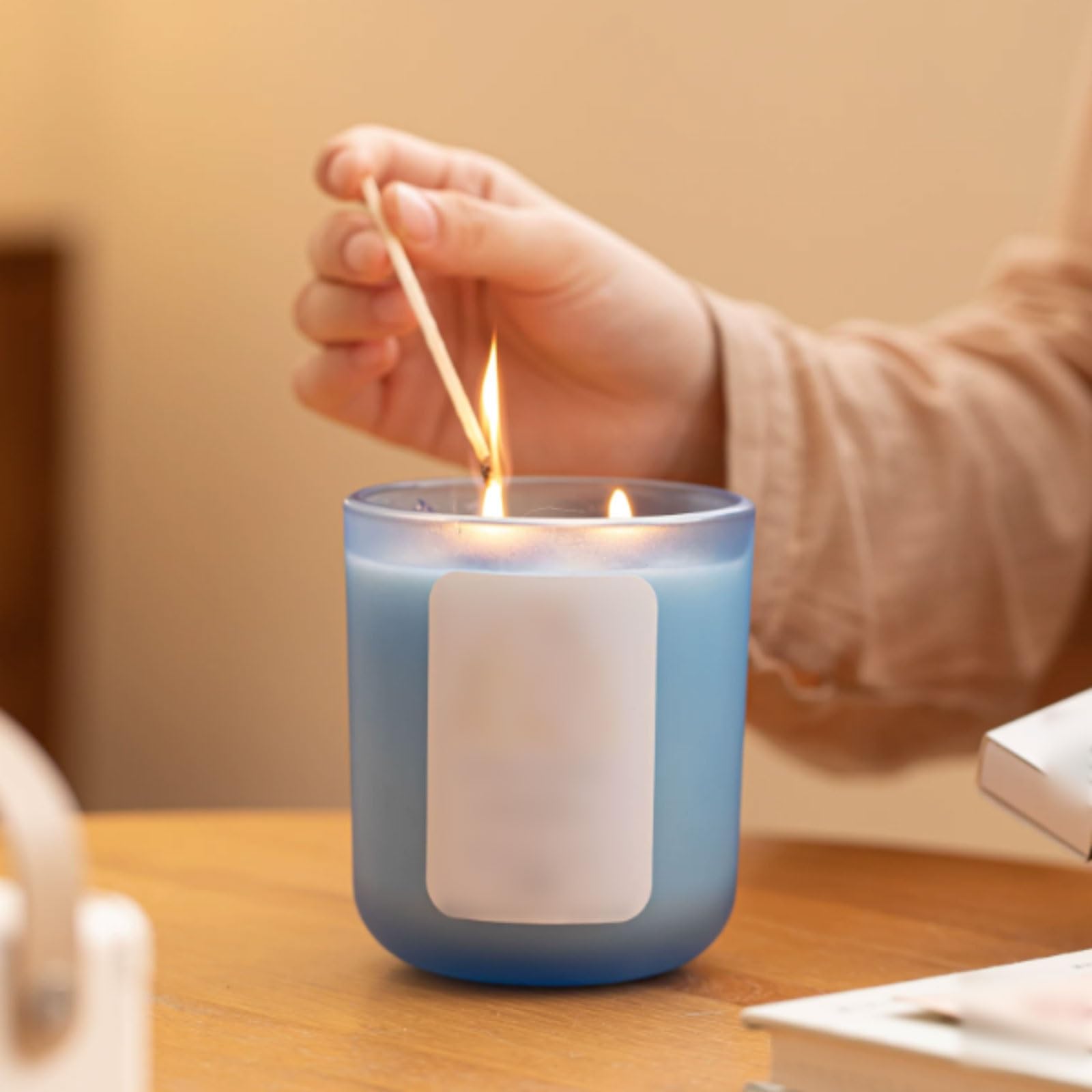 Duftkerze, Glaskerze mit 2 Dochten, Meersalz, Aromatherapie, wiederverwendbares Glas, Sojawachs, ätherische Öle