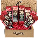 Best Cat Lover Coffee Lover Coffee Gift Set. 8 Delicious Fresh Roasted Coffees | Funny Feline-Inspired Names and Labels in Coffee Sampler Box with Festive Red Crinkle Paper Shred Bundle