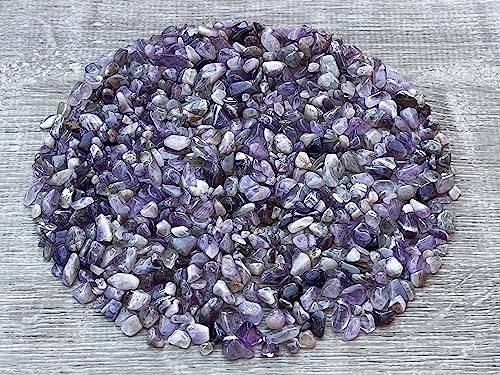 Chevron Amethyst Chips – Natural Mini Chevron Amethyst Stones, Crushed Undrilled Chevron Amethyst, Semi-Tumbled Genuine Chevron Amethyst (1/2 lb)