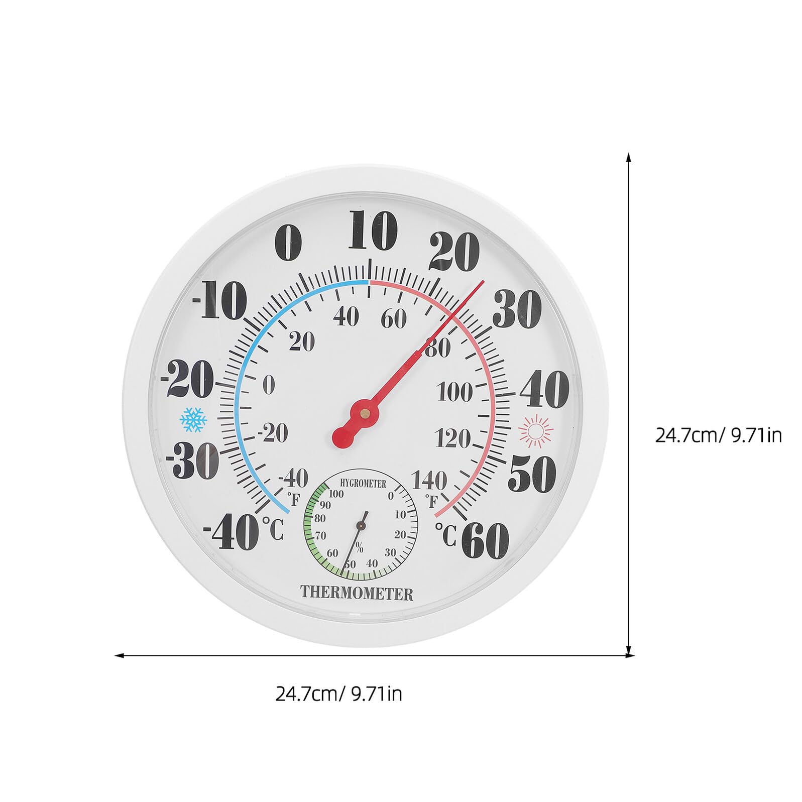 Termometro Igrometro da Muro Interno Bianco Abs Compatto | Monitoraggio Accurato, Visibilità Chiara, per Casa e Camera da Letto, Design Moderno
