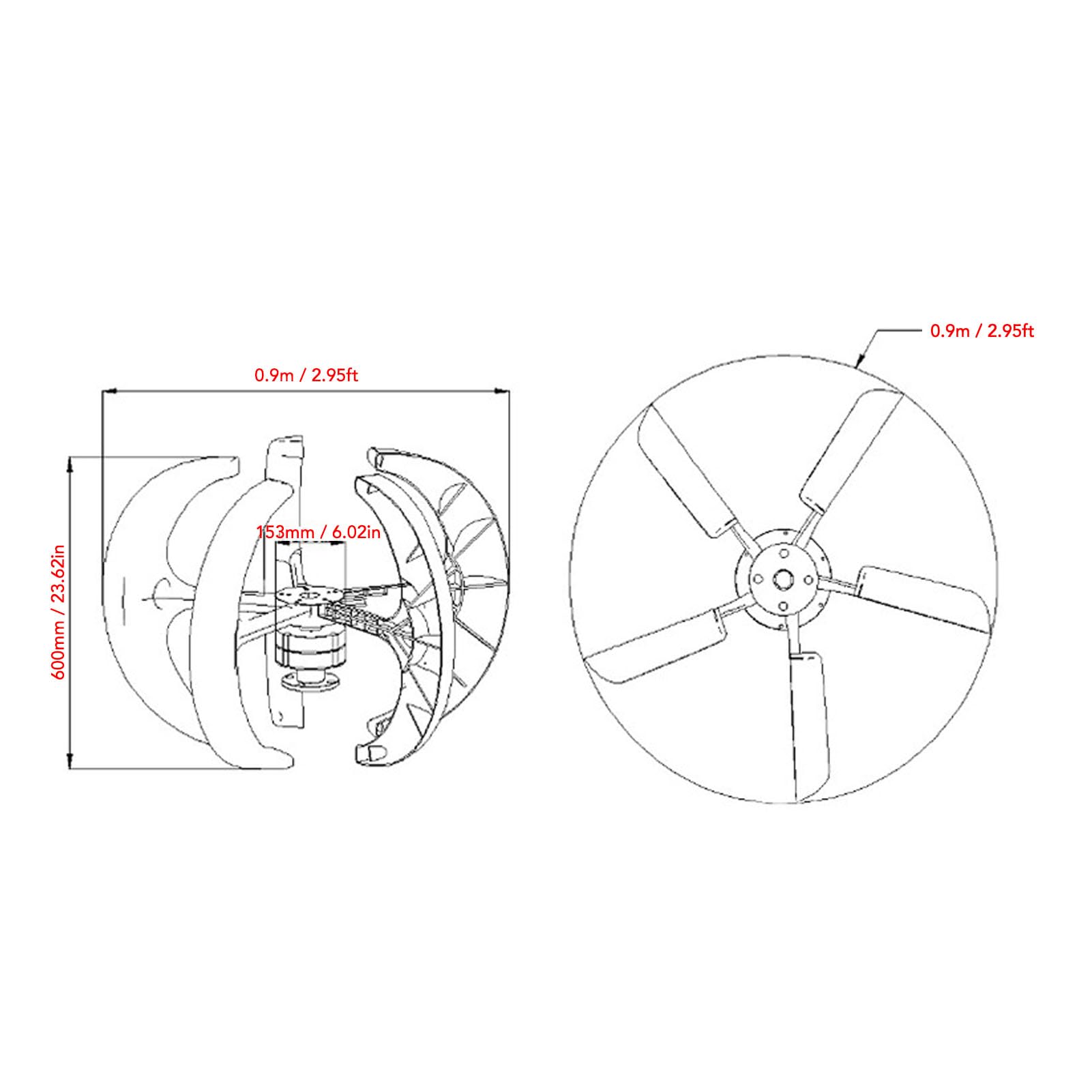 Kit generatore Eolico ad ASSE Verticale da 300 W, Potenza Esterna silenziosa a Basso Rumore per lampioni, casa, Uso Marino, Ampio intervallo di Temperature, resiste a Una velocità
