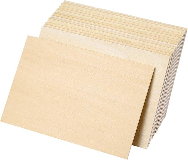 EXCEART 15PCS Wood Pieces for Crafts DIY Unfinished Wooden Basswood Craft Board for Handicraft Educational Building