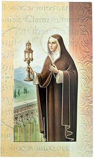 William J. Hirten Deluxe Catholic Holy Card with Traditional Prayers (Saint Clare)