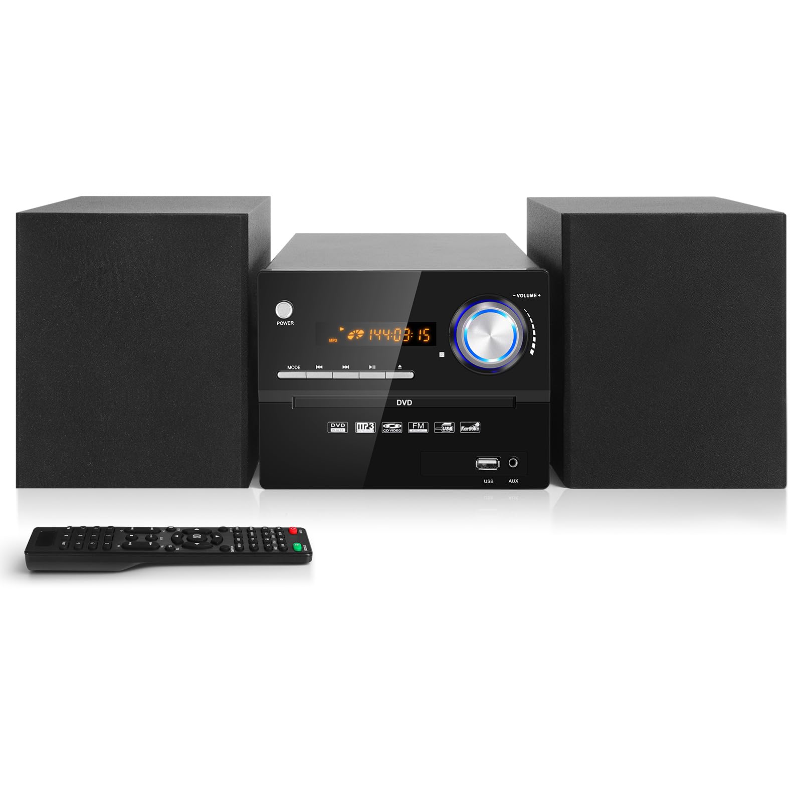Mini Chaîne HiFi CD, Micro Chaînes Hi-FI Stéréo 30W, Micro-Système Audio Bluetooth, Radio FM, Lecteur CD/DVD Stereo, Entrée Auxiliaire, Lecture USB et Sortie RCA, Design Élégant Adapté pour la Maison