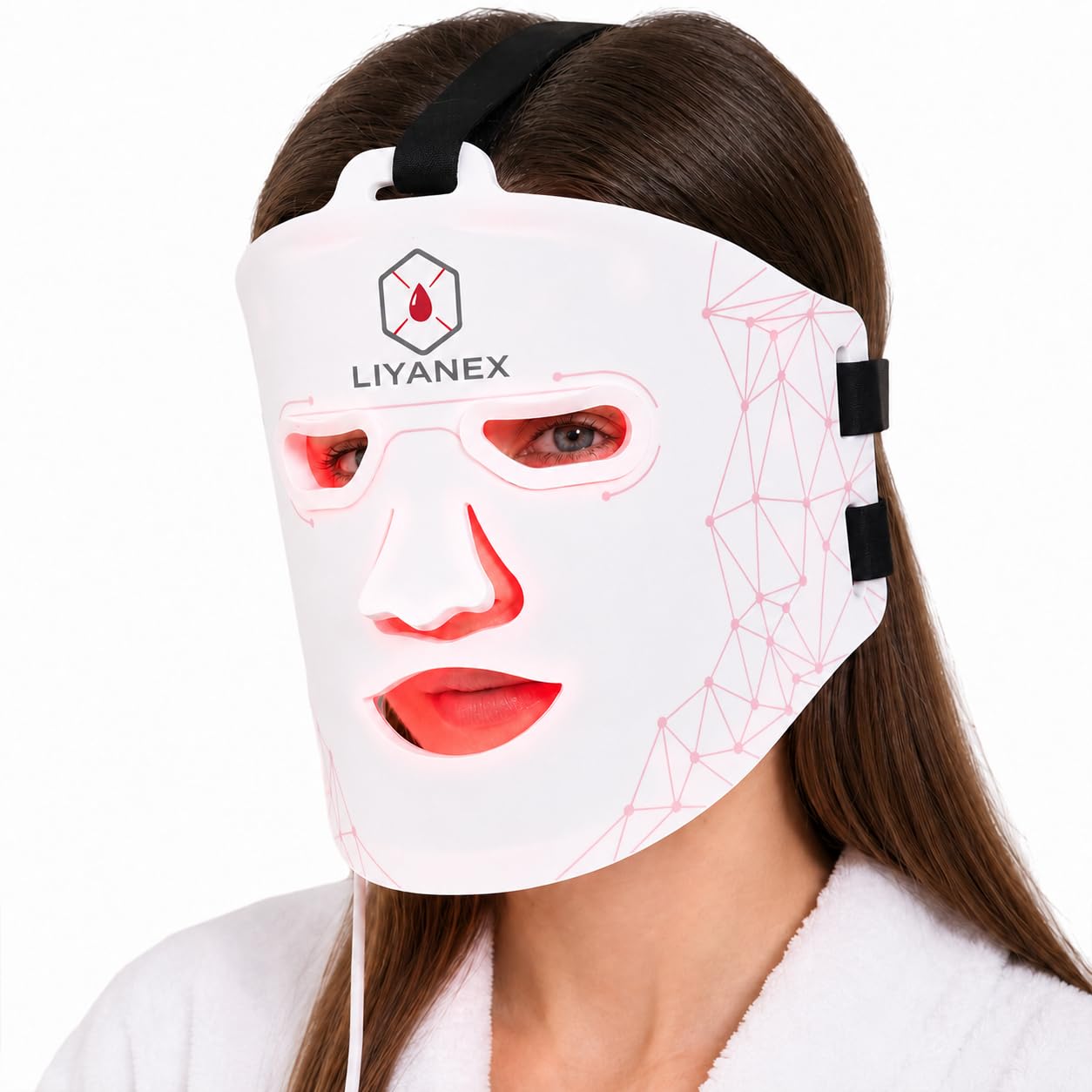 Red Light Therapy Face Mask, Precision-Designed LED Mask for Full-Face Coverage, Hands-Free 10-Minute Daily Routine