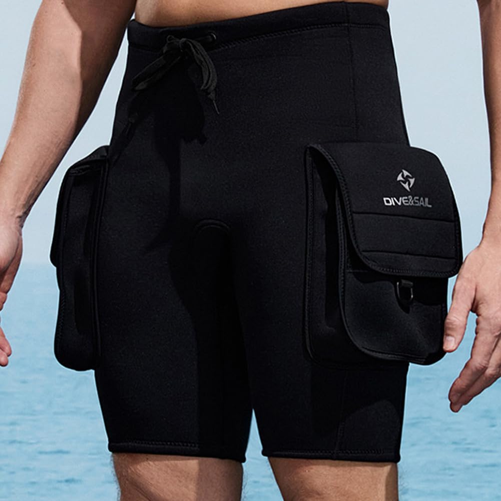 Neoprene Tech Shorts 3 mm 3 mm z 2 dużymi kieszeniami do nurkowania - spodnie neoprenowe - krótki kombinezon neoprenowy do pływania, surfowania, snorkelingu