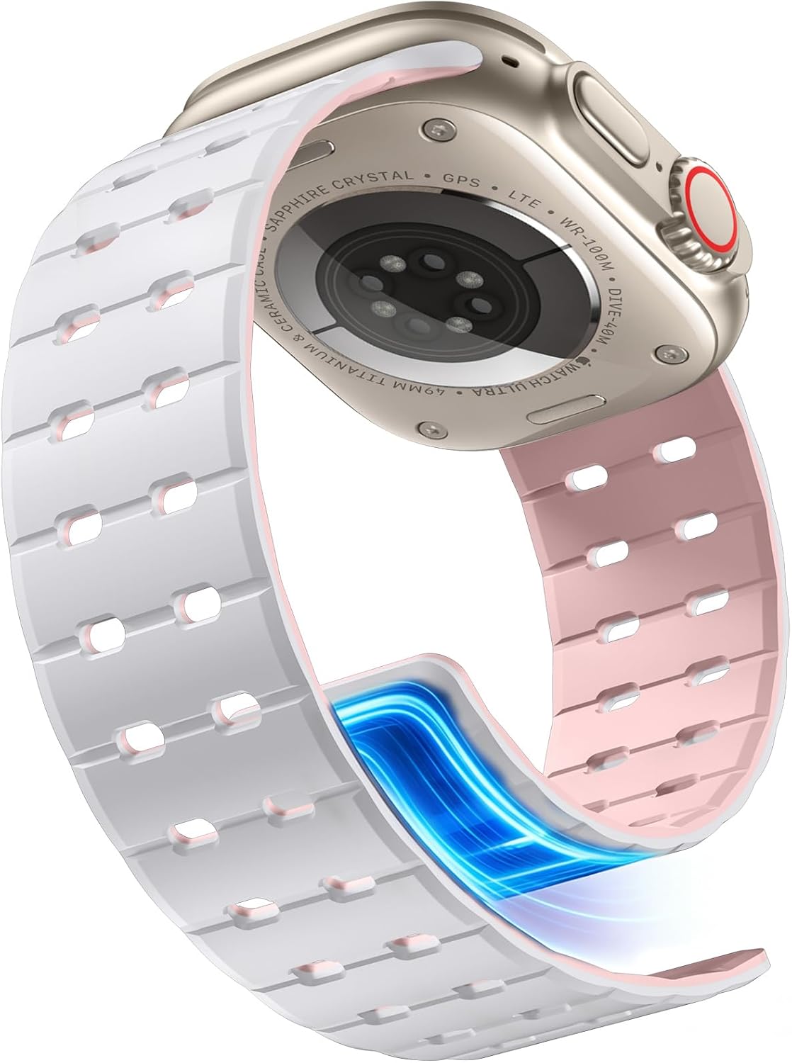 Getino Magnetic Silicone Band Compatible with Apple Watch Bands for Men 44mm 45mm 46mm 49mm 42mm Women,Strong Magnet Breathable Sport Strap for iWatch Series 11 Ultra 3 Ultra 2 Se 10 9 8 7 6 5 4 1