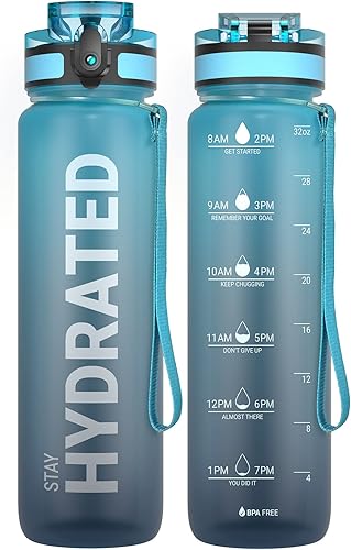 Miniatura 21 de Sahara Sailor Botella de agua, 32/25/17 onzas, botellas de agua duraderas y a prueba de fugas, motivacionales con marcador de tiempo, Tritan, sin