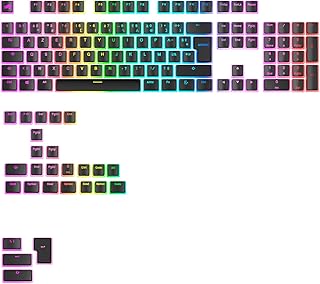 Glorious Gaming – GPBT Aura RGB Keycaps Pudding PBT Double-Hot Translucent Black for Mechanical Keyboards Custom Format 10…