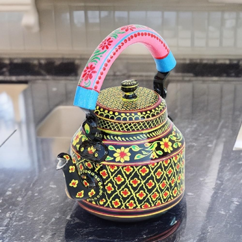 Handpainted Aluminum Tea Kettle - Copper -12