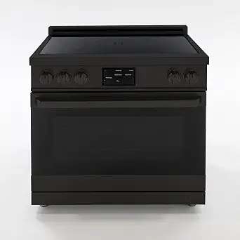 36 Inch Professional Slide-In Induction Range with Double Convection Ovens and Air Fryer - Black Stainless Steel