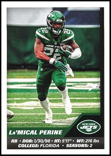 2021 Panini Stickers #92 La'Mical Perine New York Jets NFL Football Mini Sticker Trading Card