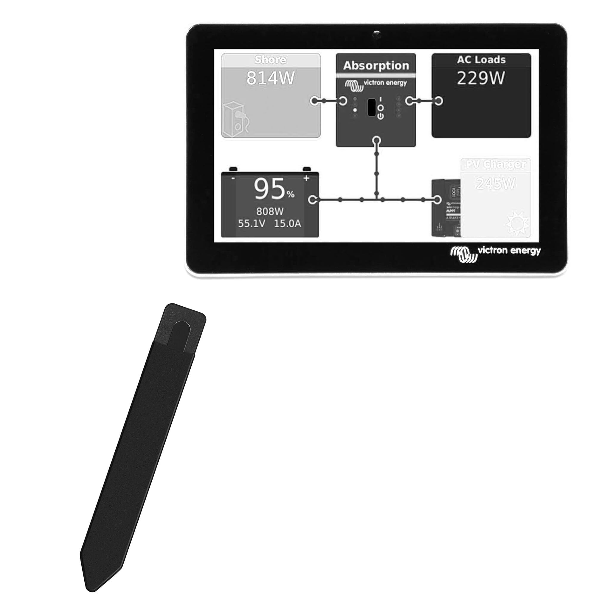 BoxWave Stylus Pouch Compatible with Victron Energy GX Touch 50 - Stylus PortaPouch, Stylus Holder Carrier Portable Self-Adhesive - Jet Black