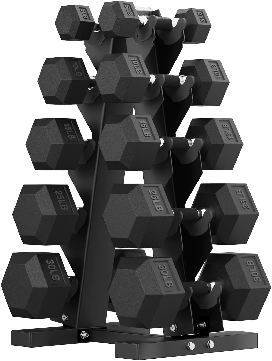 Hex Dumbbell Sets with Rack, 150-230 lb Rubber Encased Dumbbells for Strength Training, Exercise & Fitness, Home Gym Weight Set with Rack