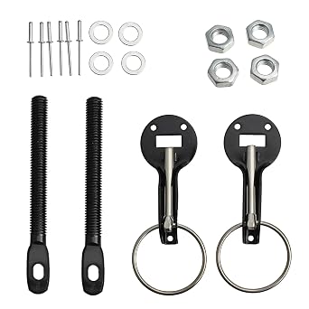 Anhoer Bonnet Pins Kit Universal Hood Pin Lock Kit Bonnet Release Lock Latch Aluminum Car Hood Bonnet Latch Pin Lock For Car Modification