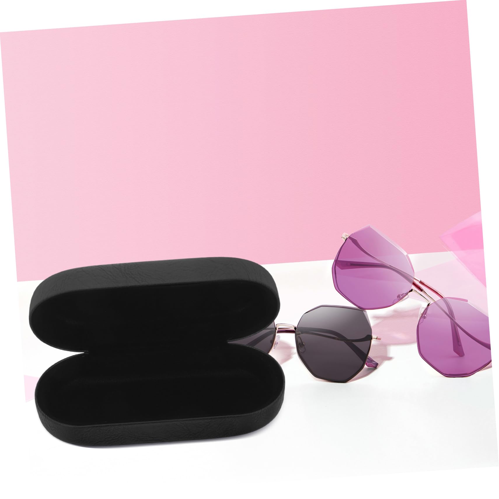 Healeved estuche para gafas de sol conformado duro estuche rígido para gafas de sol organizador caso delgado bolsa estuche para anteojos estuche de anteojos cuero pu Black
