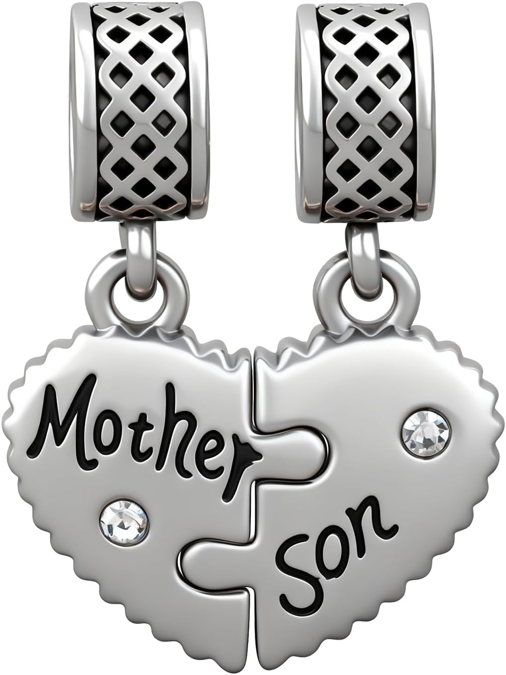 Mother Daughter Son Matching Heart Dangle Charm Compatible with Pandora Bracelet Women - Image 2