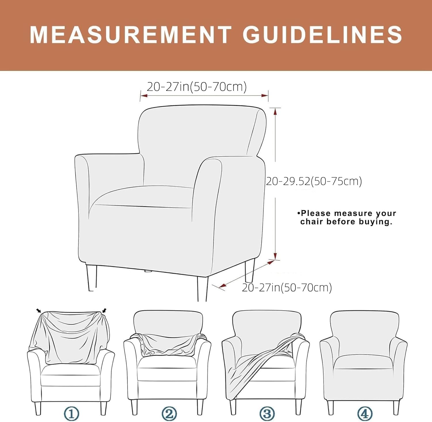 Eco-Ancheng Banquet Armchair Slipcovers Accent Chair Covers1-Piece Stretch Chair Slipcovers with Arms Anti Slip Armchair Sofa Covers Furniture Protector for Kids Pets Living Room Decor,07