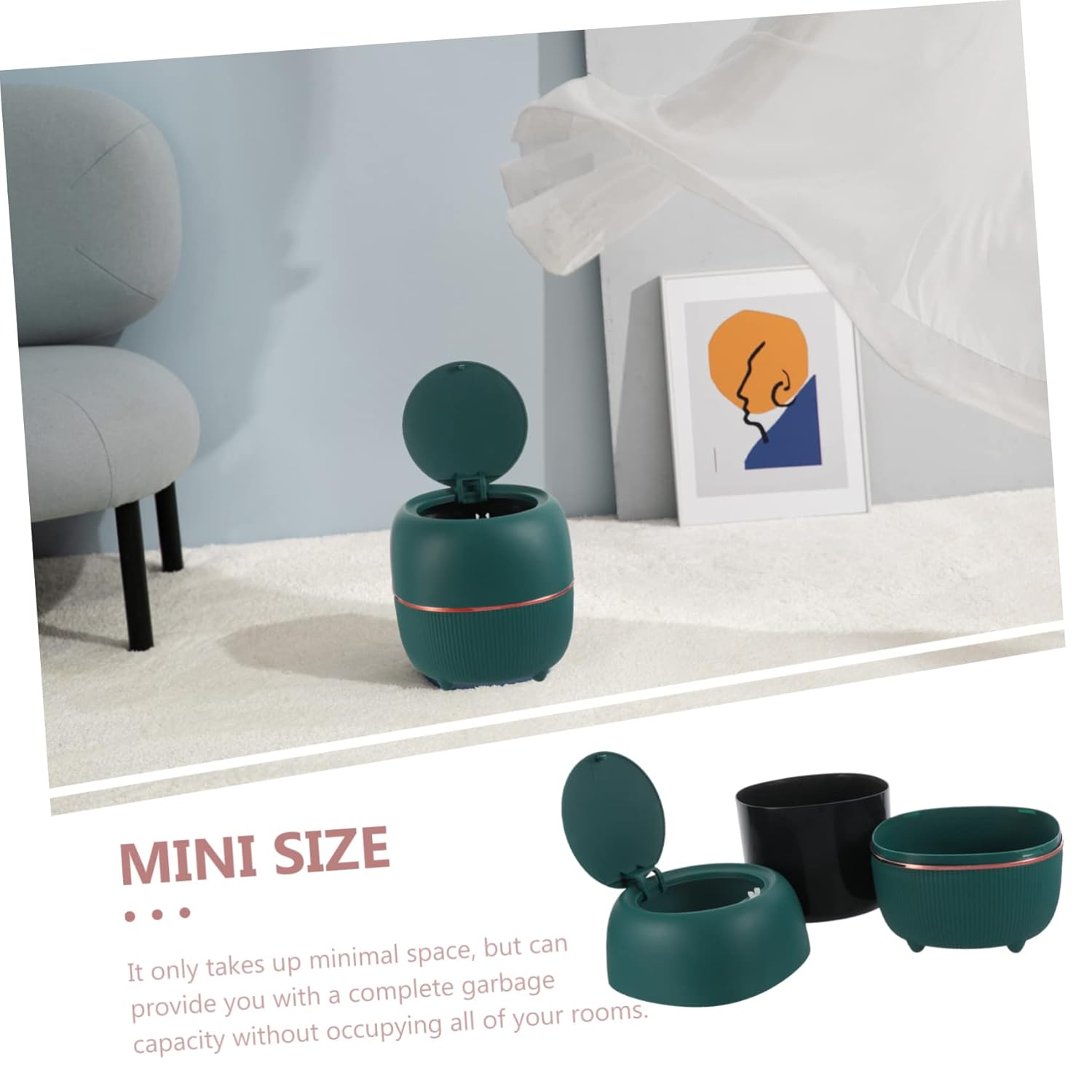SOLUSTRE Creative Desktop Trash Can with Lid Multi Functional Storage Bin for Waste for Office Bathroom and Tabletop Organization Peacock