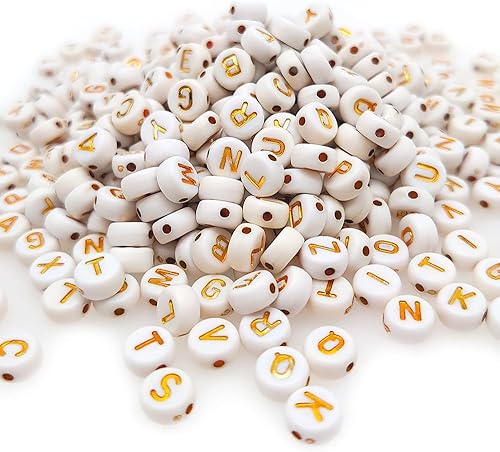 Vista 43 de Más de 500 cuentas redondas blancas de letras del alfabeto acrílico de 0.157 x 0.276 pulgadas de la A a la Z, cuentas sueltas para manualidades
