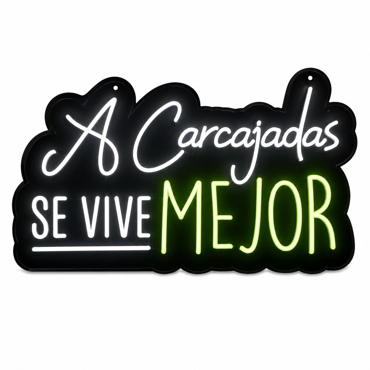 cartel Letrero Neon A CARCAJADAS boda bar Luz neón LED, Colores, Decoración de Pared con base metacrilato transparente,cadena,cable de 1.5 m y alimentación 12v medida aproximadaS 70cm