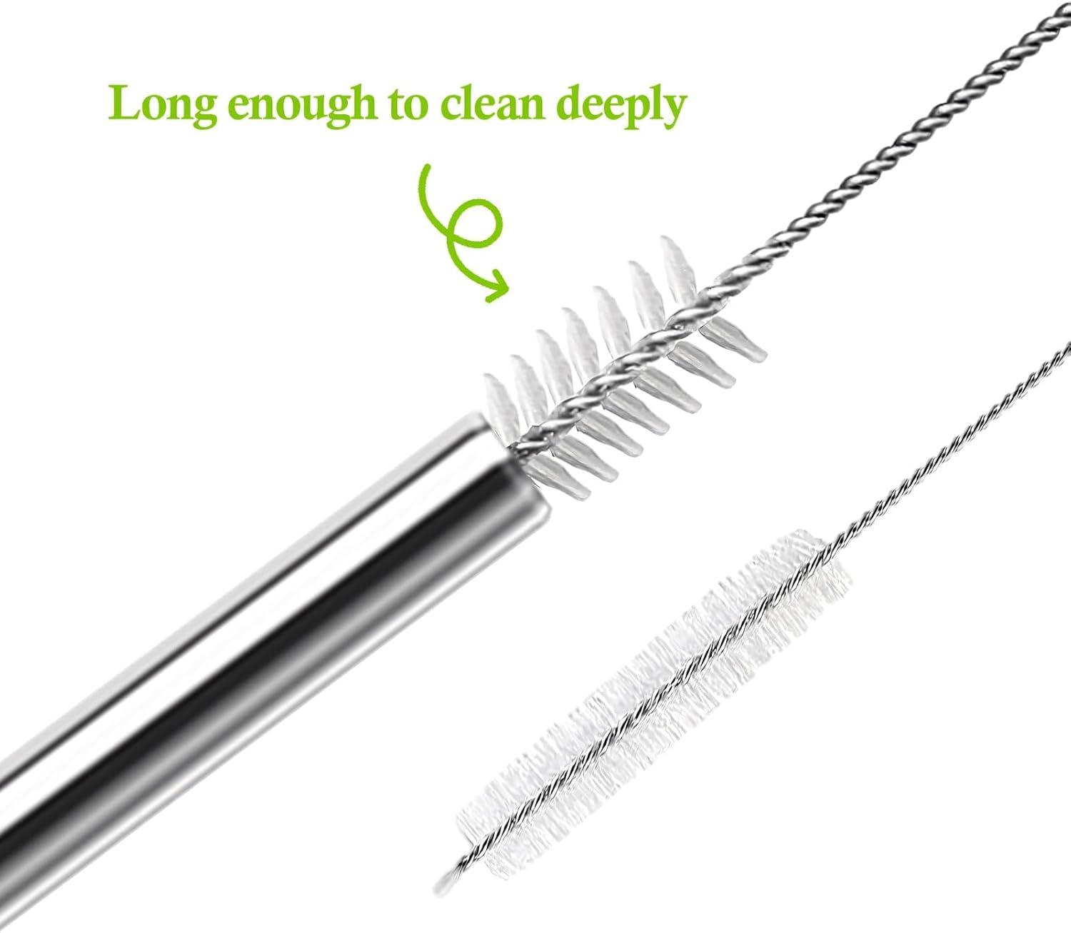 Metal Straws Replacement for Stanley Quencher 64 oz Accessories, 6 PCS Extra Wide Reusable Stainless Steel Straw with 2 Cleaning Brush, 11.8" X 0.4" Compatible with Stanley Cup Tumbler - Image 5