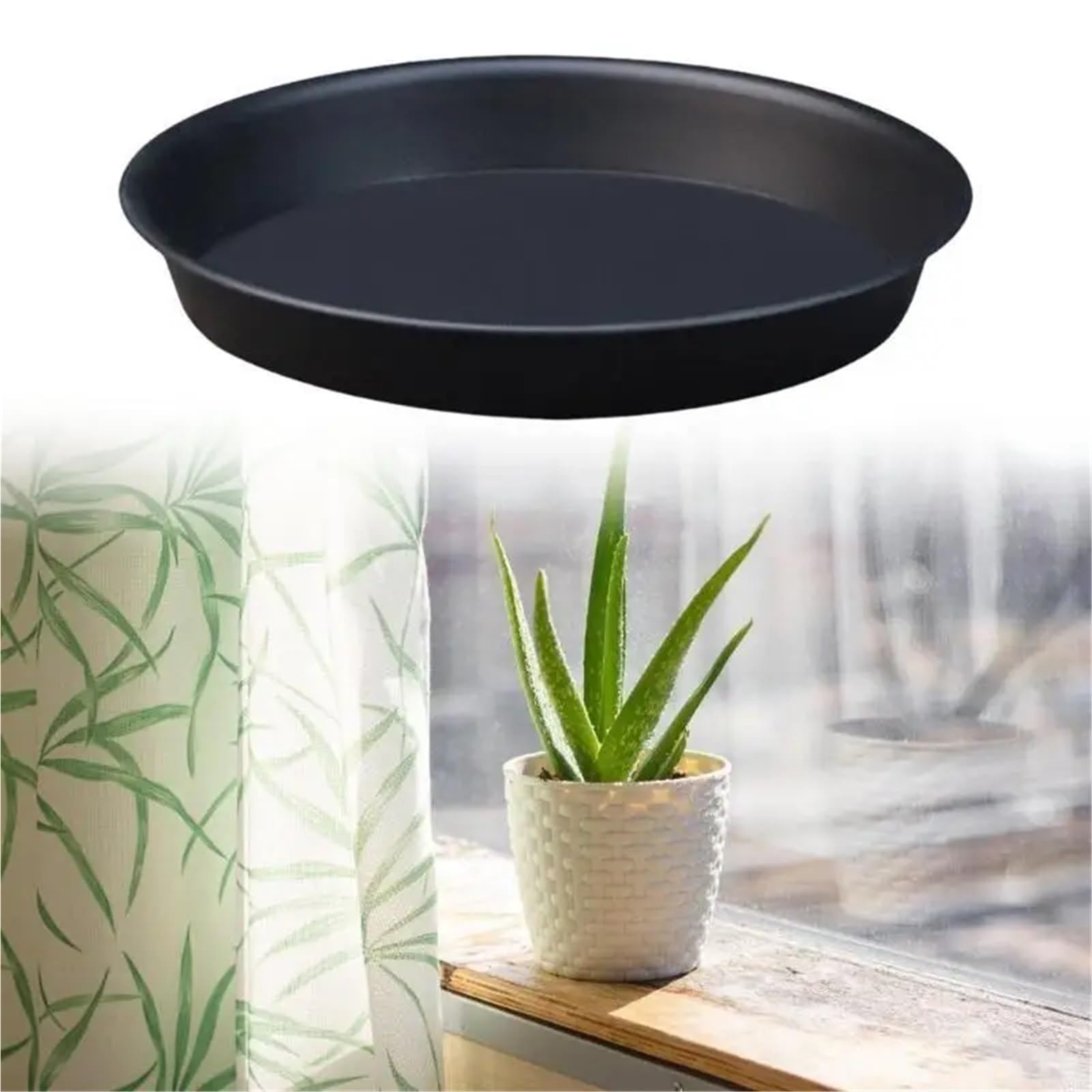Bandejas de Goteo plástico for Plantas, platillos Negros for Flores, Accesorios plantación for balcón, Sala Estar y Uso en Oficina, 3 uds., 13,6 Pulgadas para Plantas