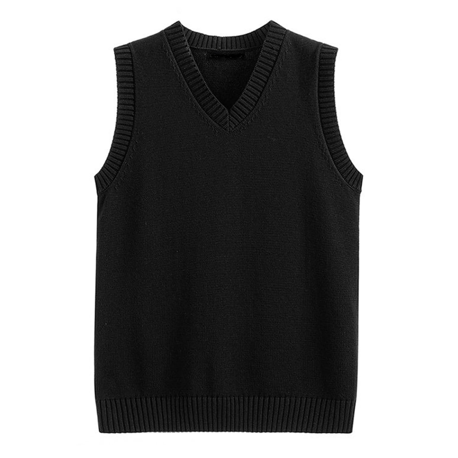 Maglione Senza Maniche Uomo Cotone Gilet in Maglia con Scollo a V