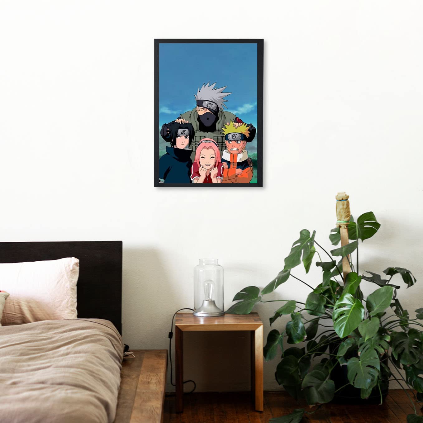 SoulAbiti Presents Naruto uzumaki, Kakashi hatake, Sasuke uchiha and Sakura haruno's first Team 7 Photo Poster Art (12-inch X 18-inch, Framed) N-57
