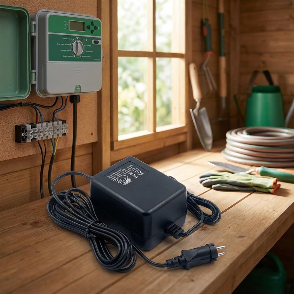 Transformador 220V - 24V AC 1,5 Amperios para Programadores de Riego