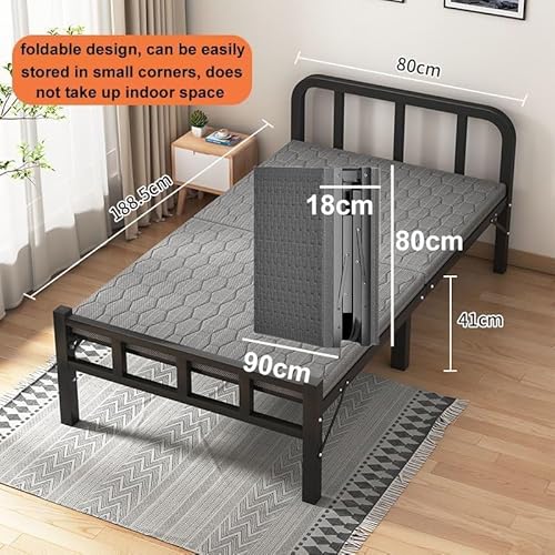 سرير ضيوف محمول قابل للطي مع اطار قوي، قابل للطي لغرفة النوم والمكتب الاحتياطي، قابل للطي، لا يحتاج الى تجميع، اسود