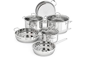 SUNHOUSE 18/10 Stainless Steel | Durable and Versatile Cookware Set